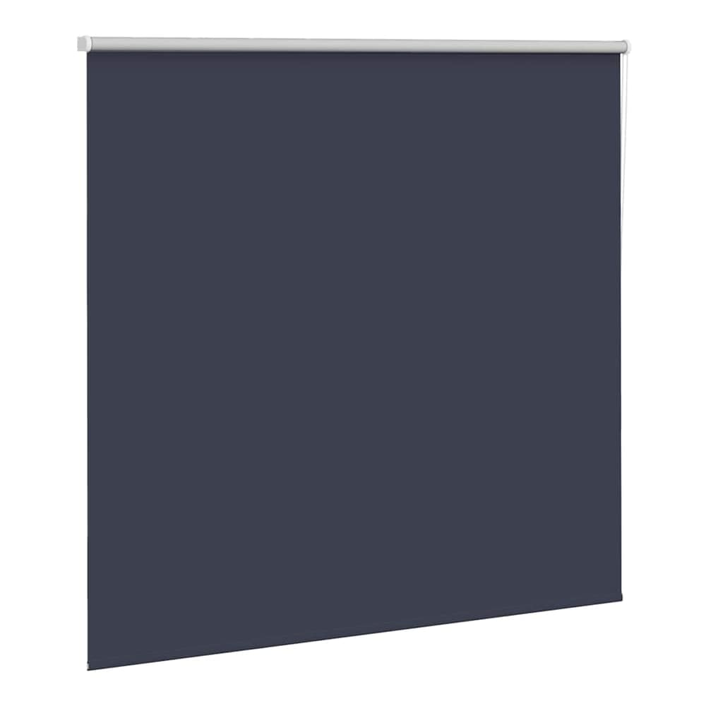 a plain marine blackout roller blind, shown from a slightly lower angle