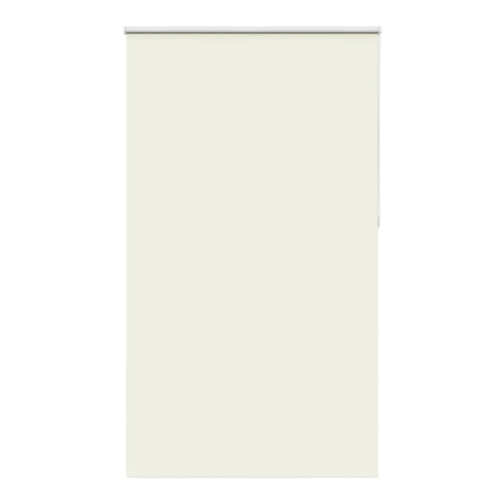 vidaXL Roller Blind Blackout Off White, a plain off-white blackout roller blind hanging down