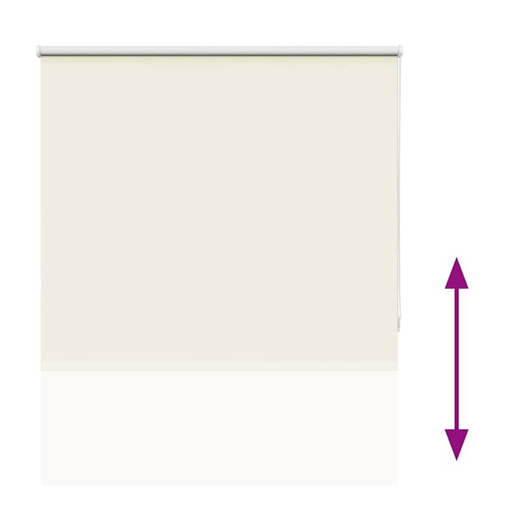 Diagram showing the adjustable length of the off white blackout roller blind