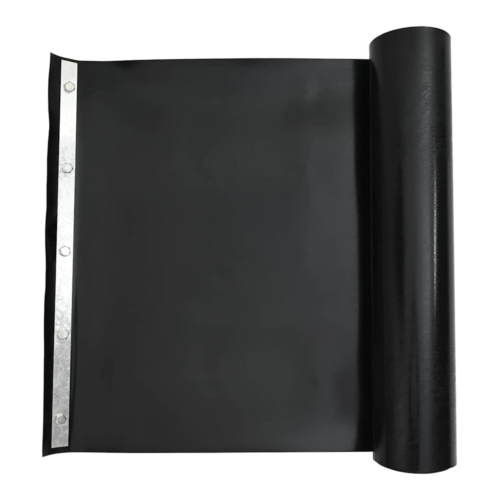Unrolled black root barrier with metal strip detail