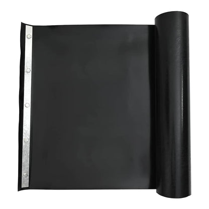 Unrolled black root barrier with metal strip detail