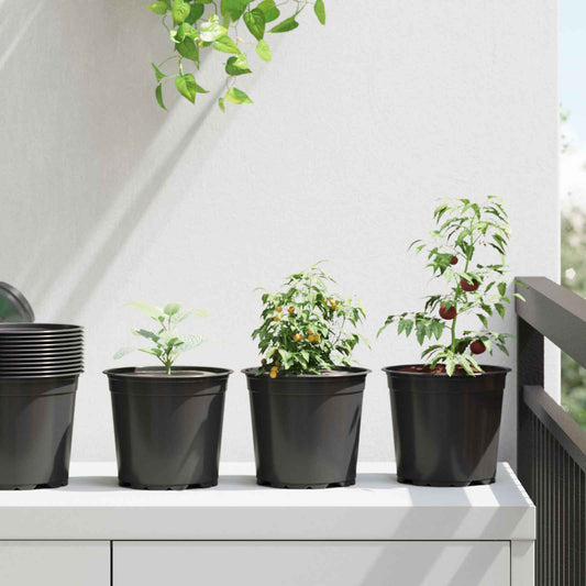 Round Flower Pot Ø 10 x 8 cm Plastic Black