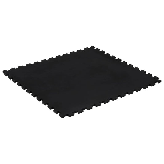 A single black interlocking floor tile shown from a slight angle