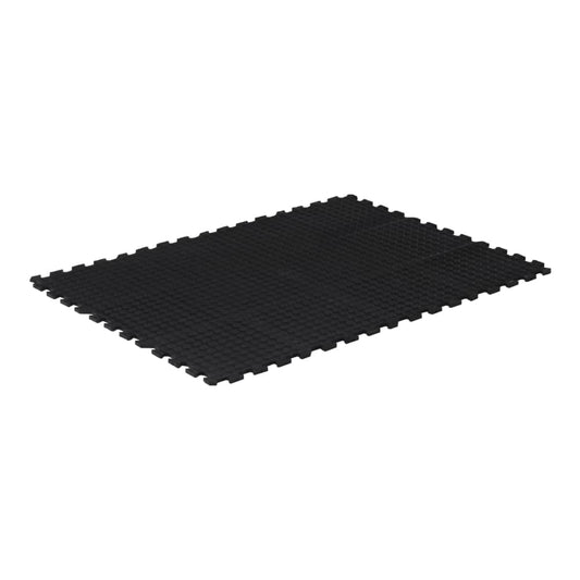 black rubber floor tile with interlocking edges on a white background