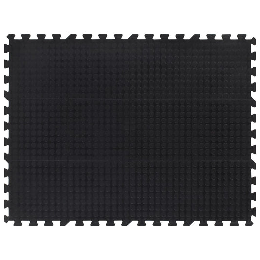 vidaXL Rubber Floor Tile Black 12 mm interlocking puzzle mat for exercise equipment
