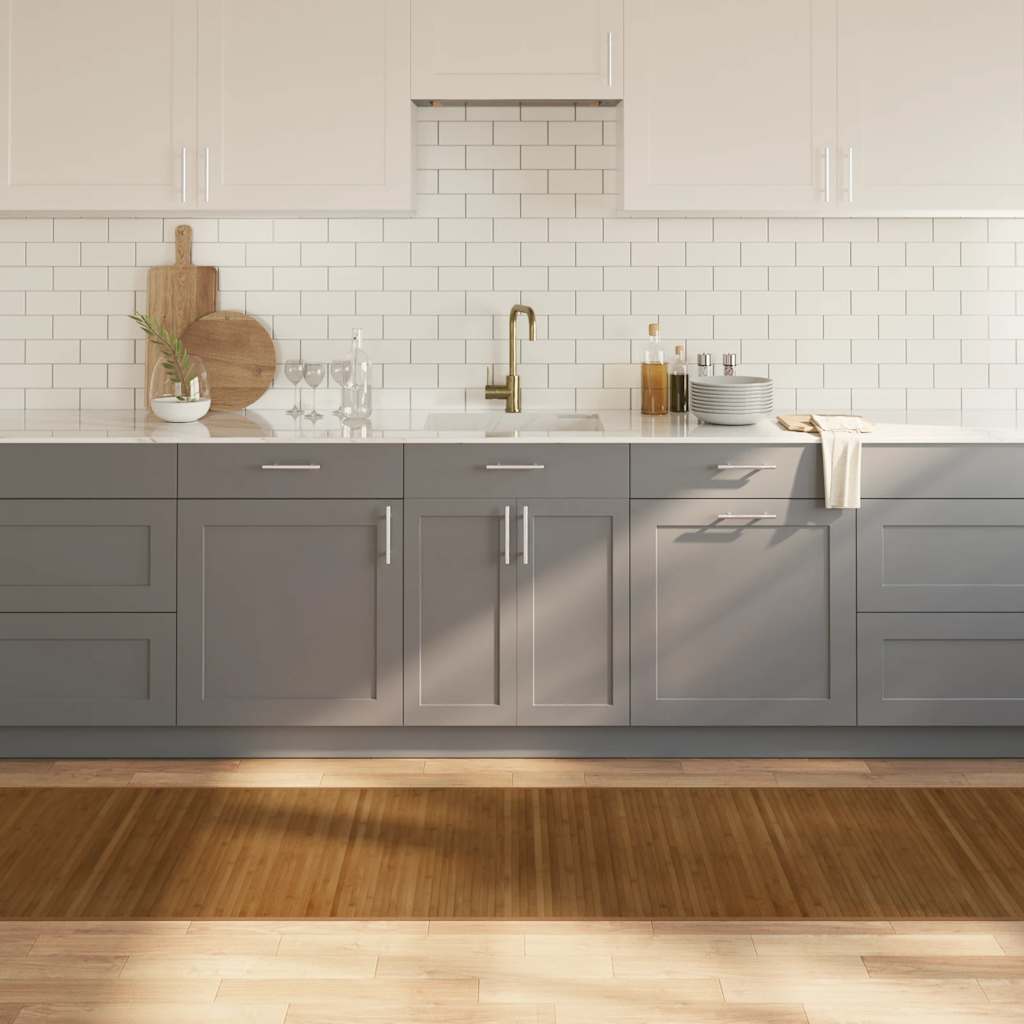 vidaXL Rug Rectangular Brown laid out in a modern kitchen setting