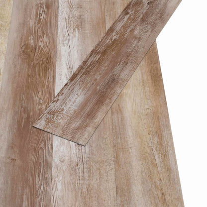 Two self-adhesive PVC flooring planks laid next to each other showing the wood washed pattern
