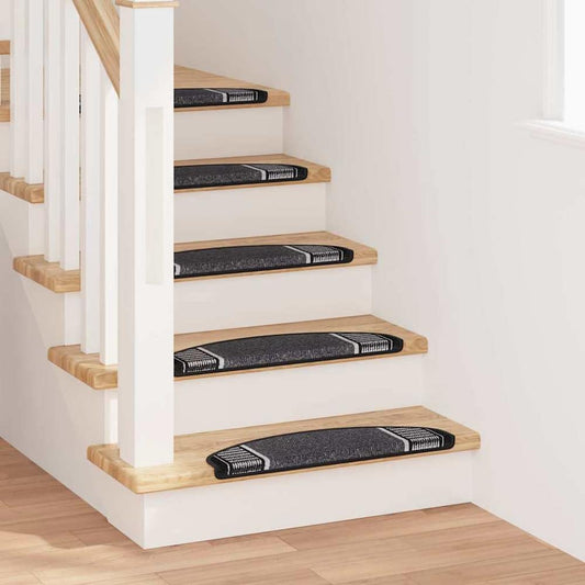 Self-adhesive Stair Mats 15 pcs 65 x 21 x 4 cm Non-Slip Anthracite Half-round