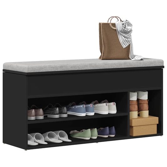 Shoe Bench 102x30,5x45 cm Engineered Wood Black