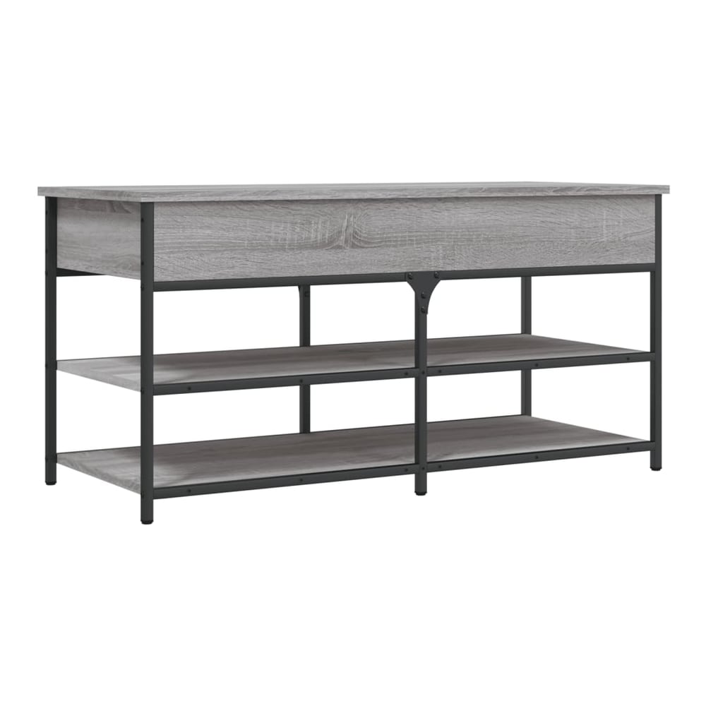 the storage and entryway bench with grey sonoma wood effect and black metal frame