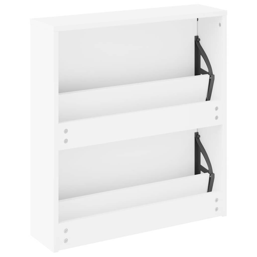 The shoe organiser with its two doors open, showing the internal storage compartments