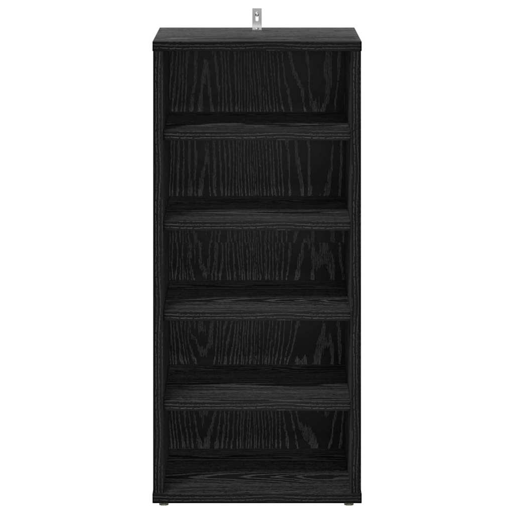 the shoe organiser viewed directly from the front showing the wood grain texture
