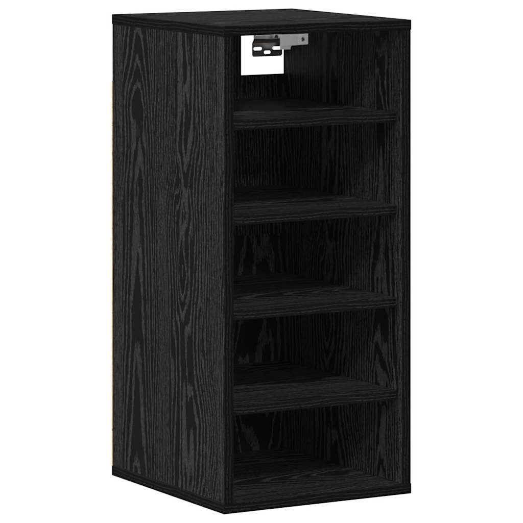 the shoe cabinet showing the back wall mounting hardware at the top of the unit