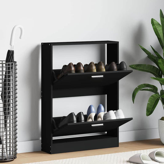 Shoe Cabinet 59x17x81 cm Engineered Wood Height 81 cm Black