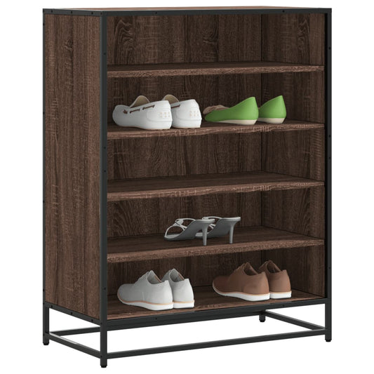 Shoe Cabinet 75x38x97,5 cm Engineered Wood and Metal Brown oak