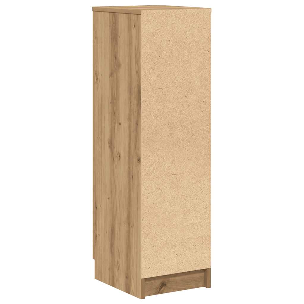 Rear view of the shoe cabinet, revealing the unfinished engineered wood on the back panel