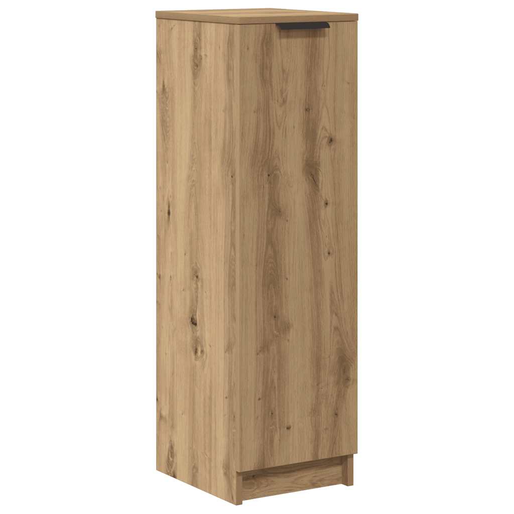 The shoe cabinet is tall and narrow with a single door and a handle, shown against a white background