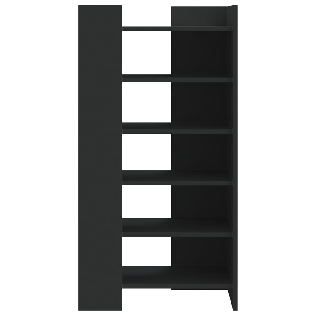the shoe organiser with five shelves and a closed side panel