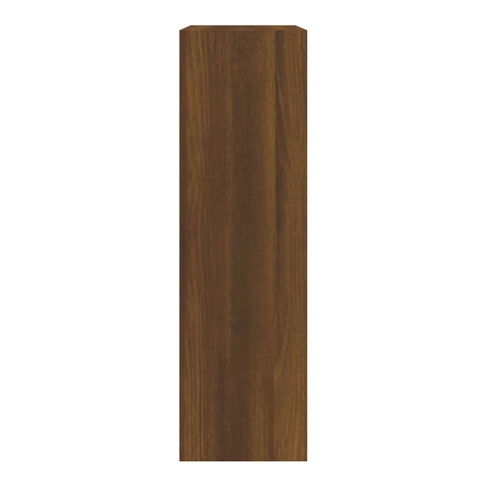 Side view of the brown oak engineered wood shoe cabinet