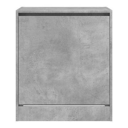 concrete grey shoe storage unit from the front