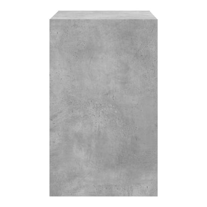 close up of the concrete grey finish on the shoe storage unit