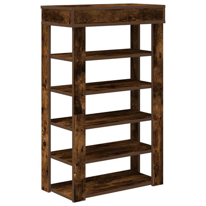 The shoe rack from a slightly elevated front angle, showing its construction