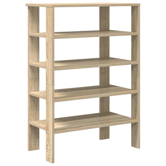 The five-shelf shoe rack in a light wood effect