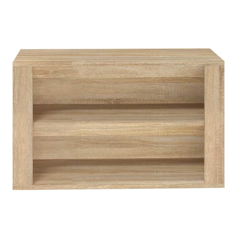 The shoe rack is shown from the side, highlighting its simple design