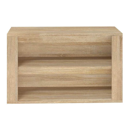 The shoe rack is shown from the side, highlighting its simple design