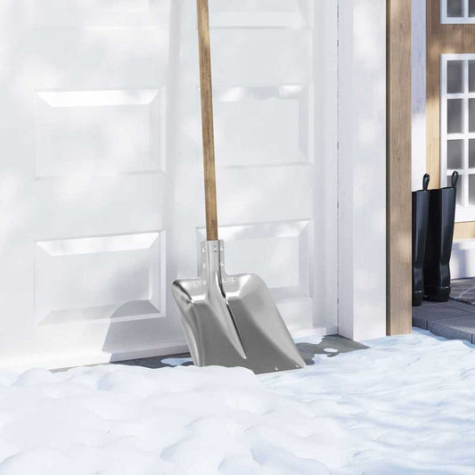 vidaXL Shovel Head 4 pcs Silver Aluminum standing in snow by a white door