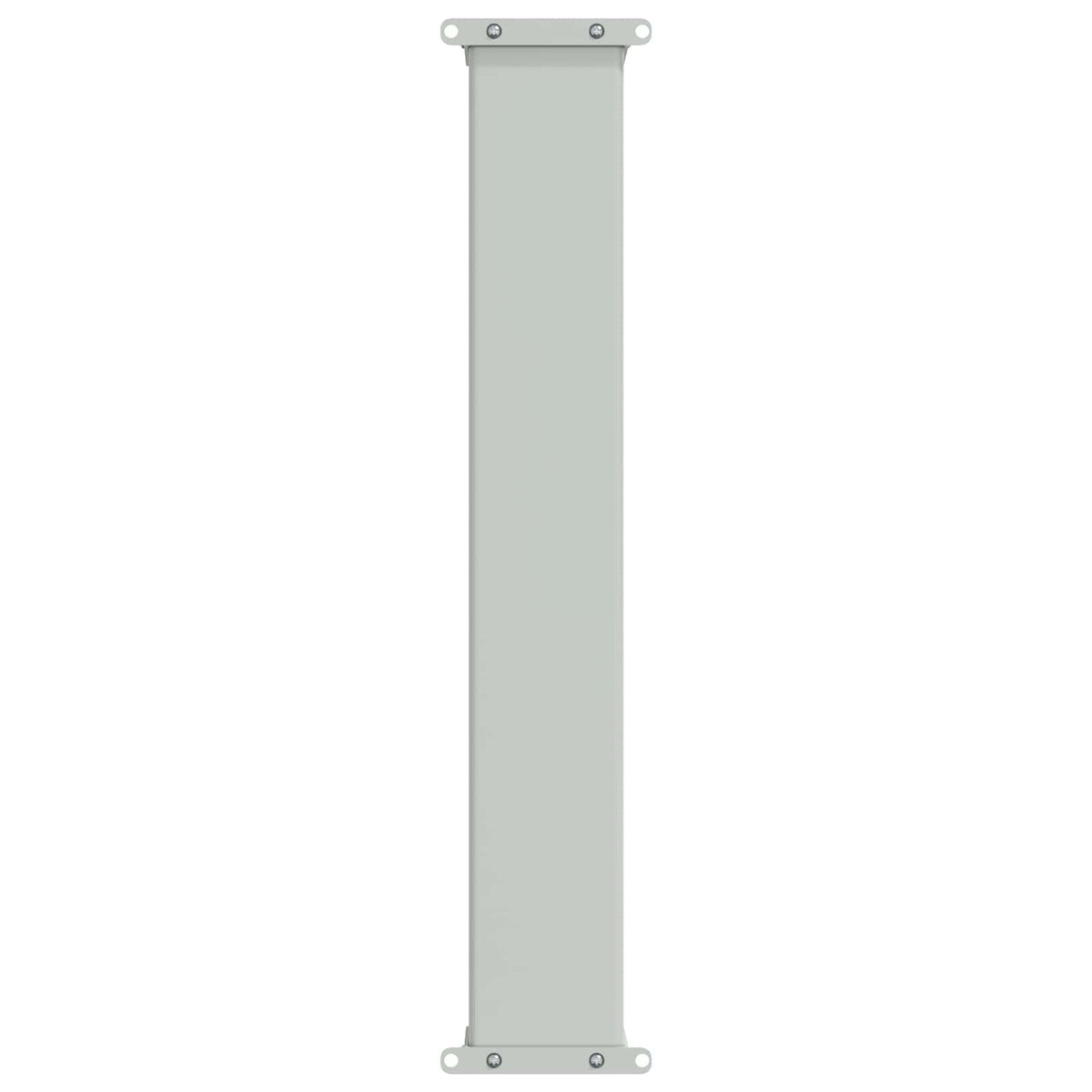 A close-up of the retracted side awning showing the mounting bracket