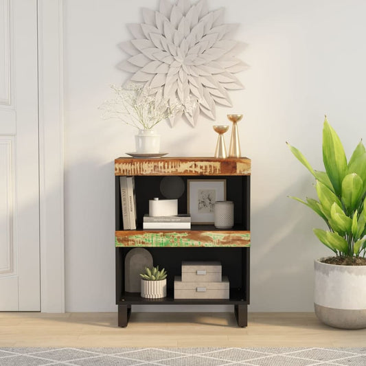 vidaXL Side Cabinet Solid Wood Reclaimed standing in a room with decorative items