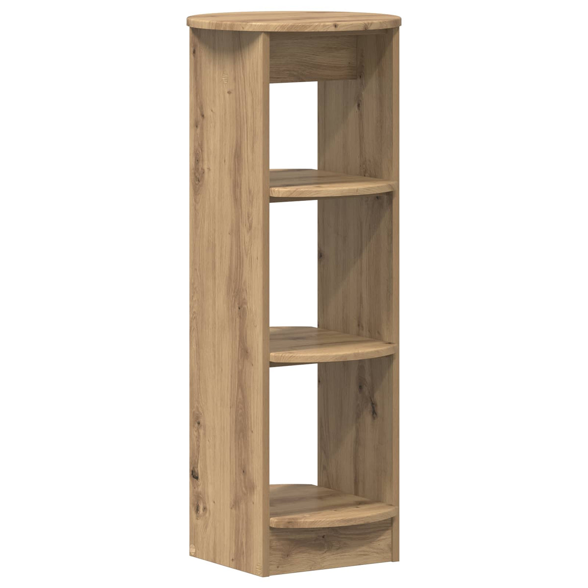 The side cabinet with three shelves and a base compartment, shown from the front
