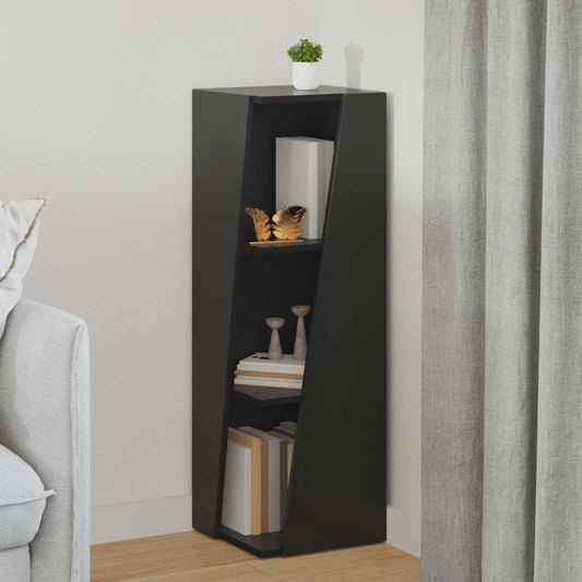 vidaXL Side Shelf Engineered Wood Black standing in a room next to a sofa