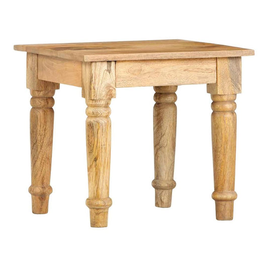 Side Table Solid Mango Wood, a small square table with four turned legs