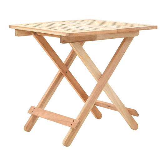 Foldable Side Table Solid Walnut Wood with a slatted top and criss-cross legs