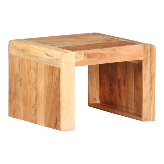Side Table Solid Acacia Wood showing the front and side of the table