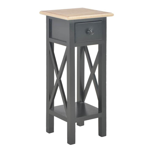 Side Table with Drawer Brown and black