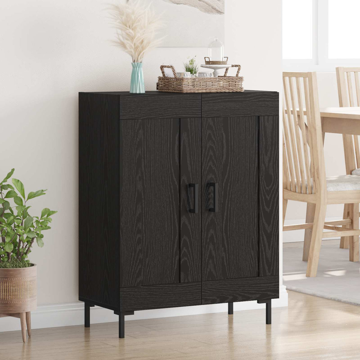 Sideboard 69,5x34x90 cm Engineered Wood Black oak