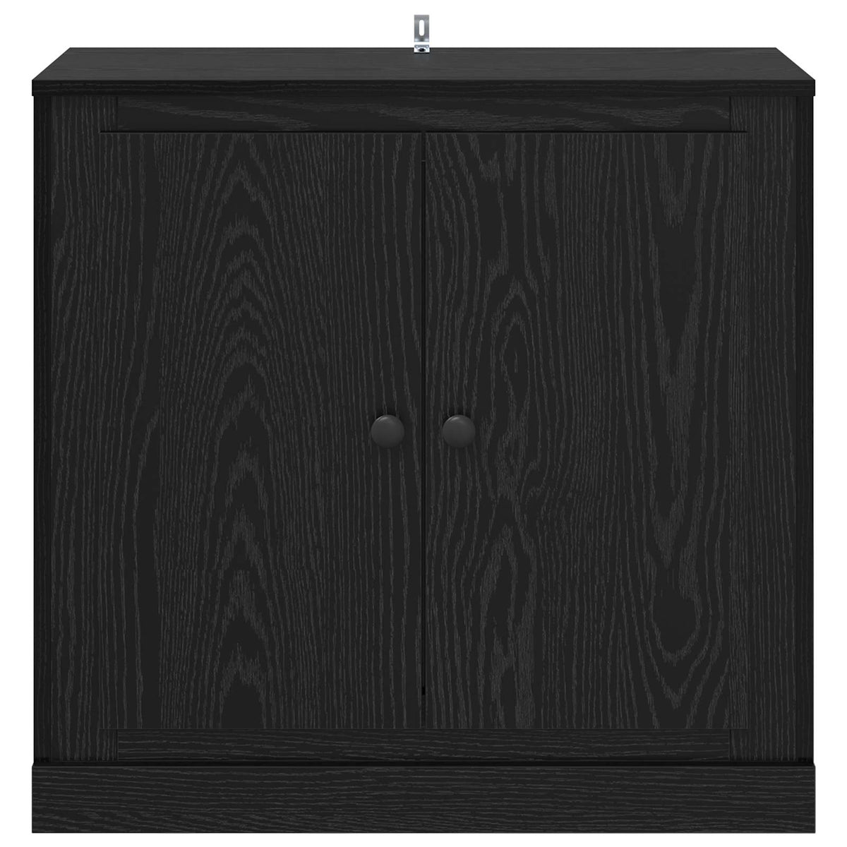 Closed black oak engineered wood sideboard with two doors and two handles