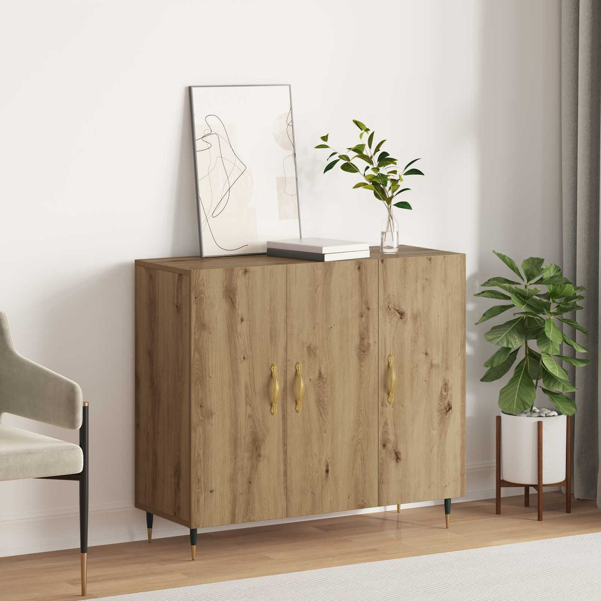 Sideboard 90x34x80 cm Engineered Wood Artisan oak