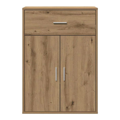 Buffet and sideboard with artisan oak finish, closed doors and drawer