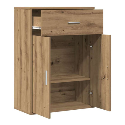 The open sideboard revealing its interior storage space and shelves