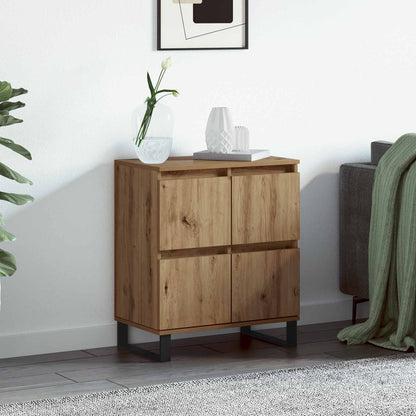 vidaXL Sideboard Artisan Oak placed in a living room next to a sofa and a green throw blanket