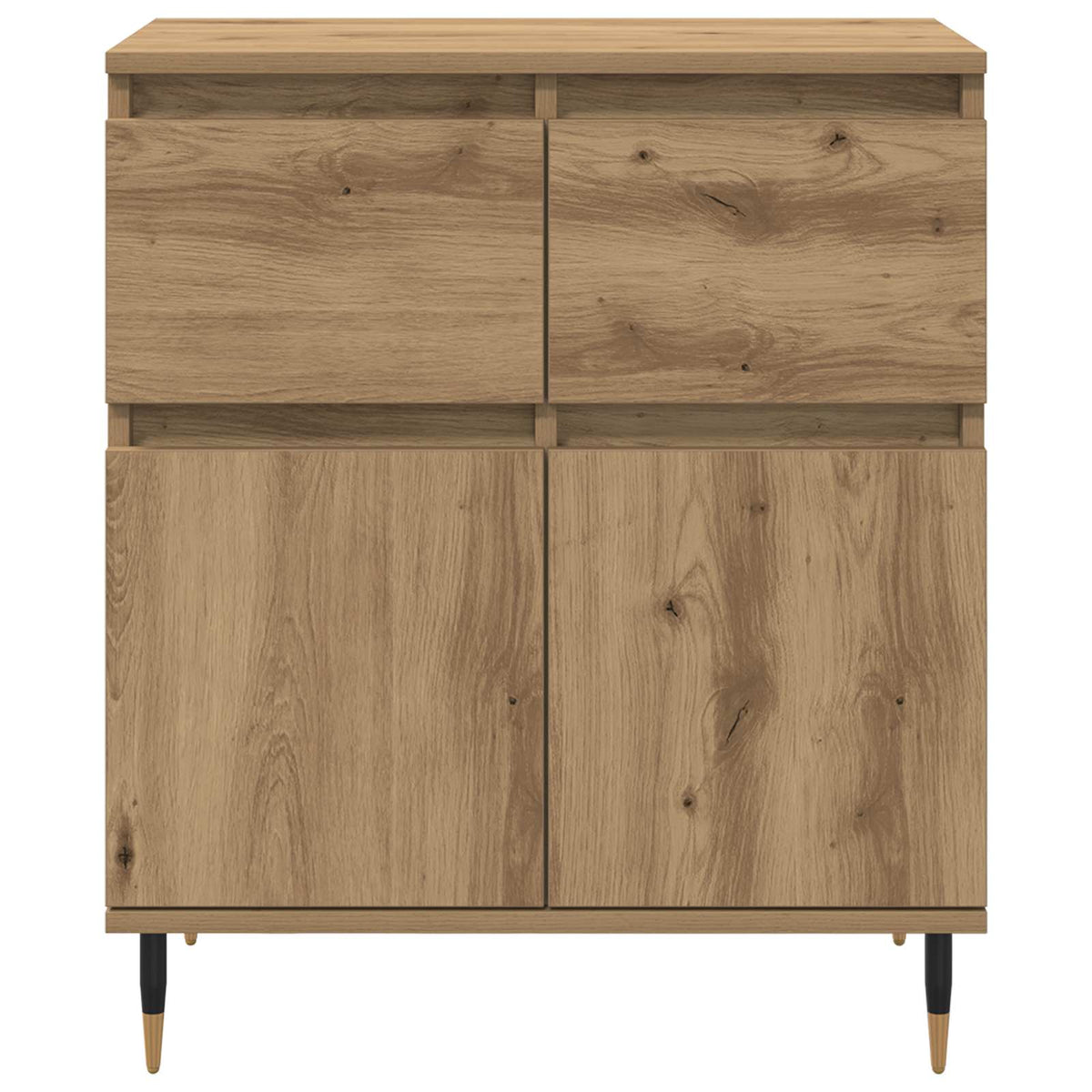 Sideboard Artisan Oak Engineered Wood and Iron, front view showing wood grain