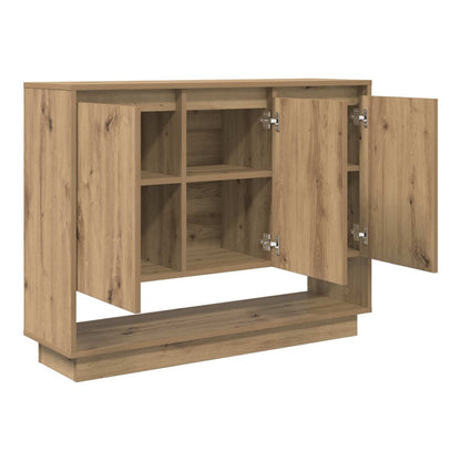 Buffet and sideboard with doors open, revealing internal shelves