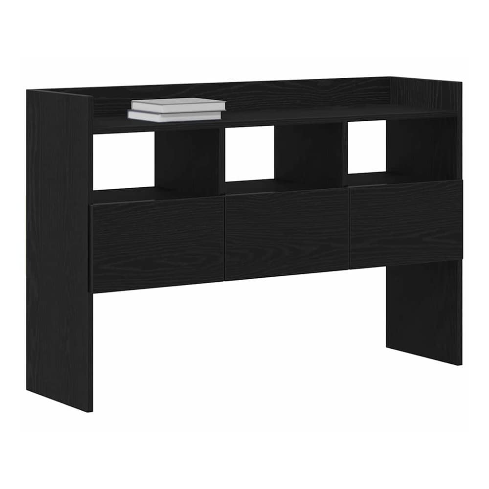 Buffet and sideboard with books on the top shelf