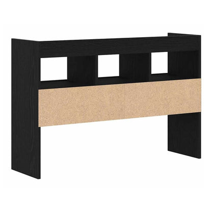 Back of the black oak sideboard showing the engineered wood construction