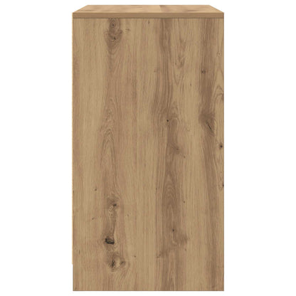 Side view of the brown engineered wood sideboard showing its side panel