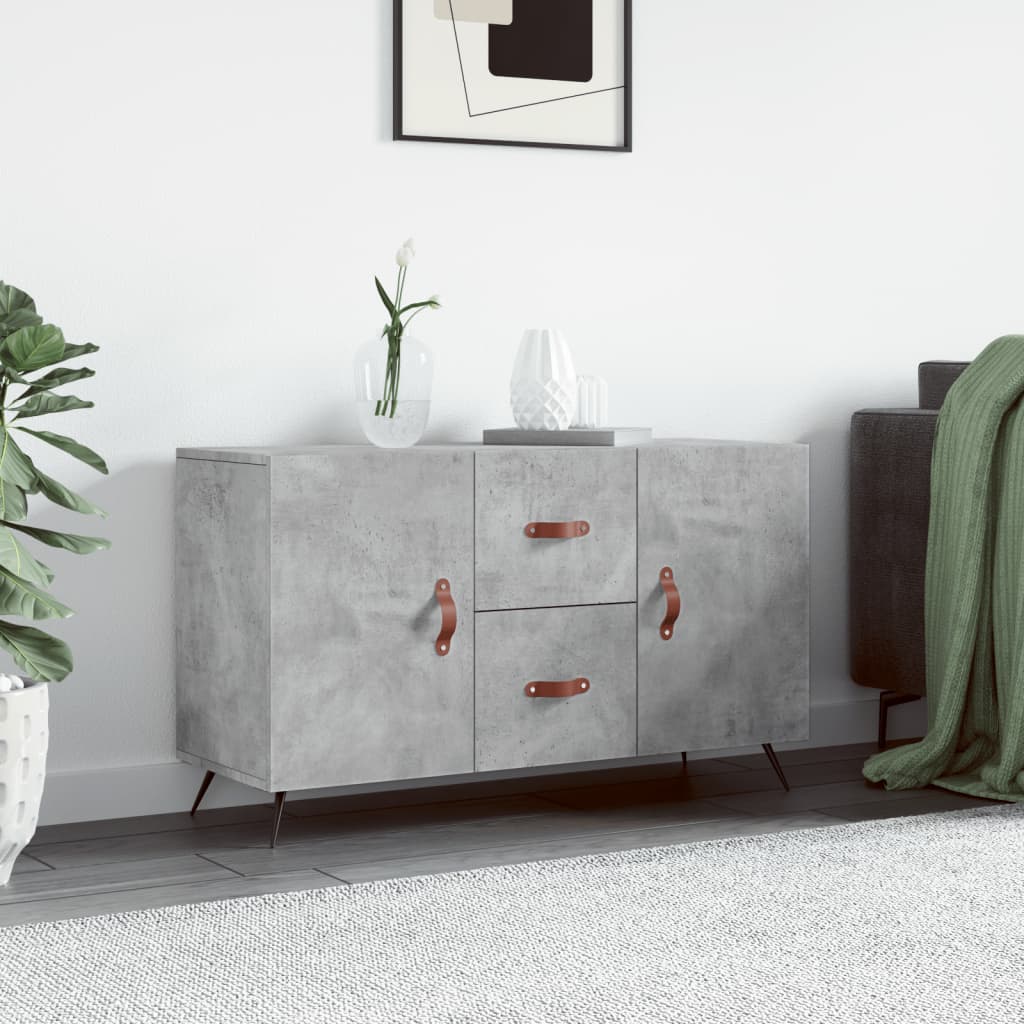 vidaXL Sideboard Concrete Grey Engineered Wood in a living room setting
